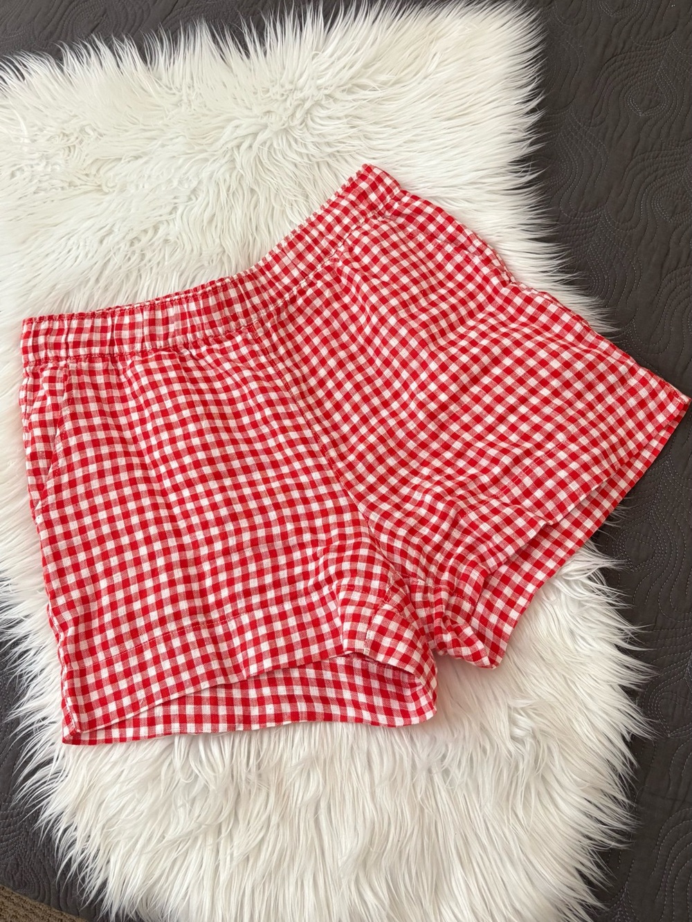 C&C California Red & White Checked Linen Shorts